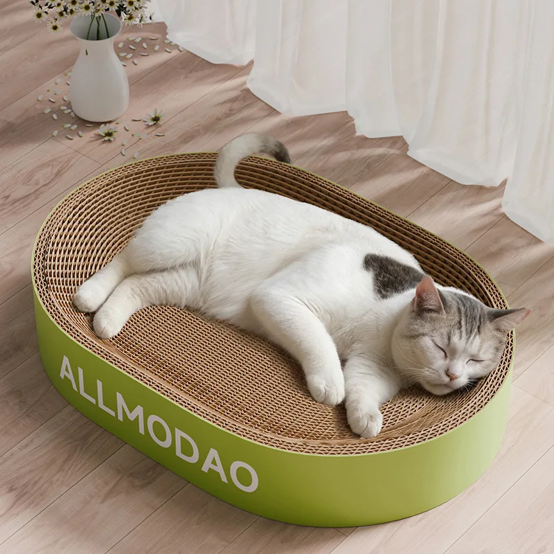 rascador-para-gatos-ovalado-de-alta-calidad-extra-grande-resistente-al-desgaste-bandeja-rascadora-para-gatos-de-papel-corrugado-resistente-a-las-virutas