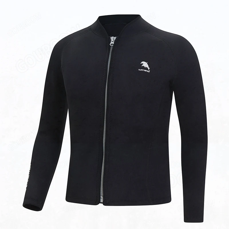 Men\'s Split Long Sleeve Surf Snorkel Top Jacket 2mm Neoprene Wetsuit Warm Water Sports Surf Diving Swimming