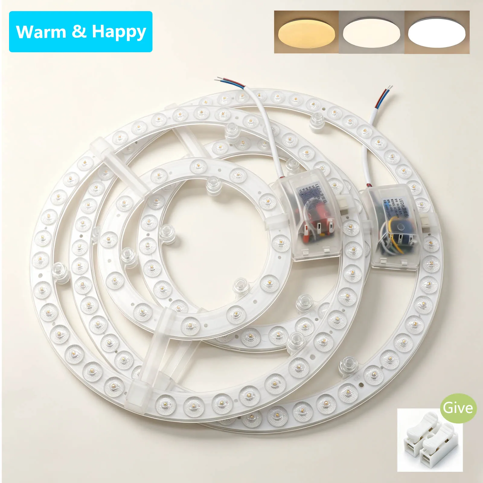 2pcs 48W/72W/100W Circular LED Lens Light Source Module With Driver Ceiling Light Modification Replacement of Light Board