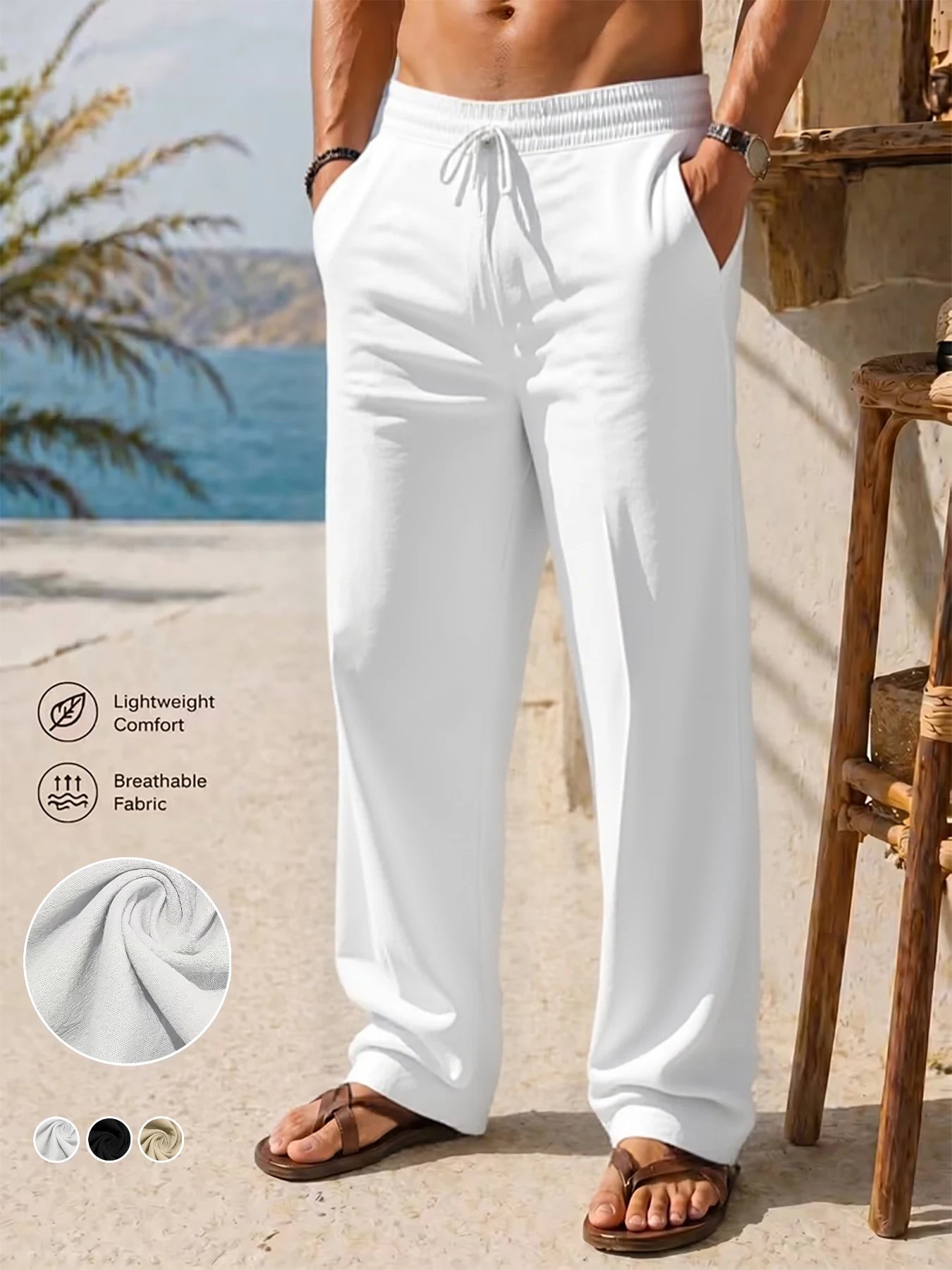

Hot Sale Men's Mature Loose Straight Casual Pants, Minimalist Daily Casual Style, Draped Breathable Wrinkle-resistant Easy-care