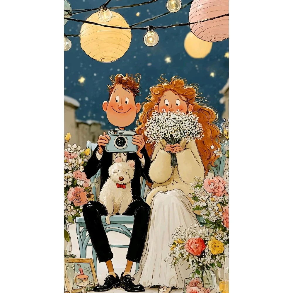 

500/1000/1200/2000 PCS Jigsaw Puzzles Cartoon Couple Photo Portrait Family Activity Games for Gameroom Bedroom Home Decor Gift