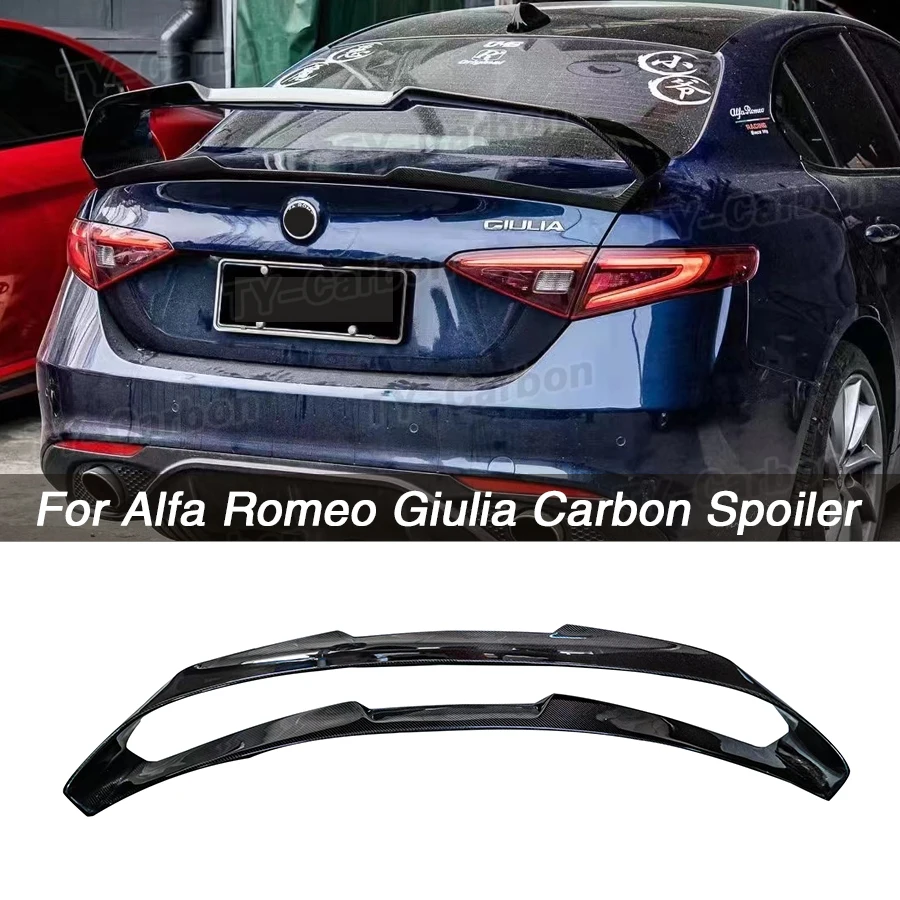 For Alfa Romeo Giulia High quality Carbon Fiber rear boot Wing Spoiler Rear Roof Wing Trunk Lip Boot Cover GTA Style 2015-2021