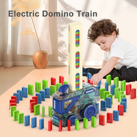 Automatic Laying Domino Train Electric Car Intelligence Educational Toys DIY Colorful Dominoes Set Game For Children Puzzle Gift