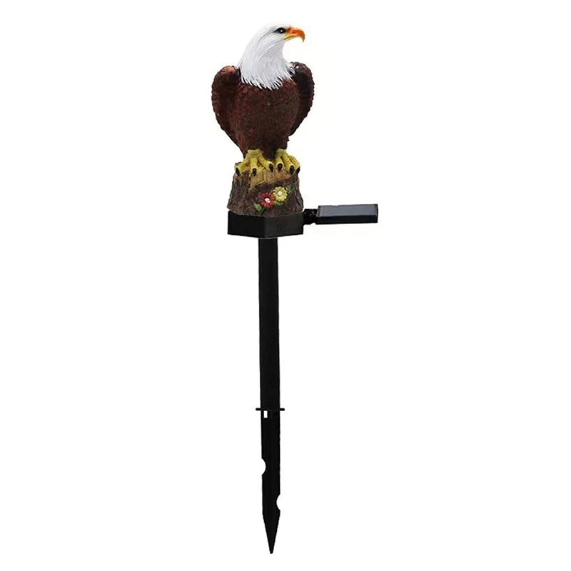 Solar Lights Decorative Resin Bald Eagle Figurine Dusk Dawn Solar Yard Light Animal Solar Stake Light Outdoor Decorative