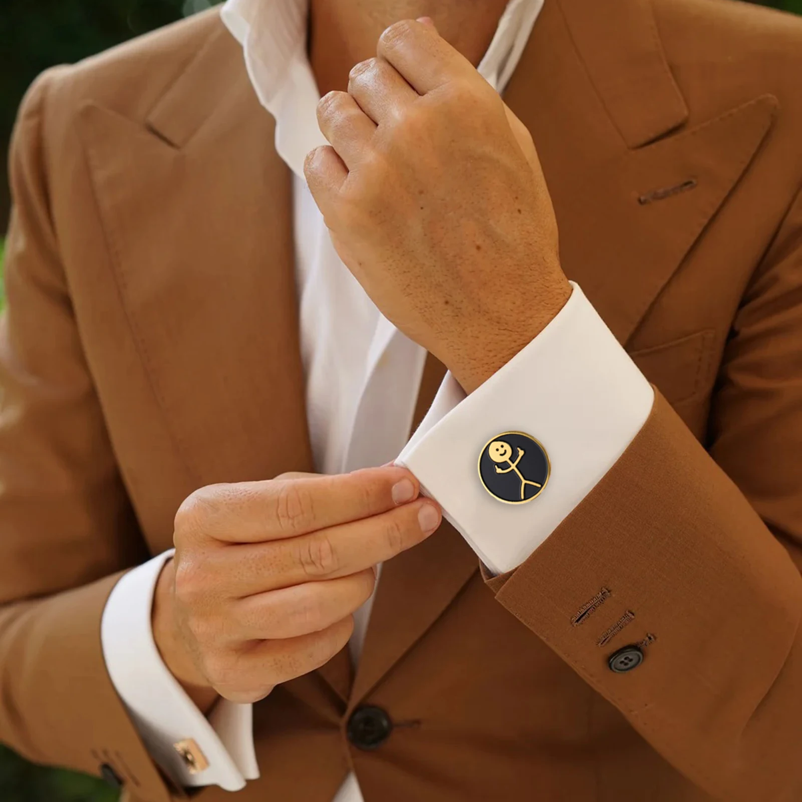 Teamer Funny Stickman Cufflink For Man Stainless Steel Gold Color Punk Middle Finger Hip Hop Suit Cuff Button Gift Wholesale