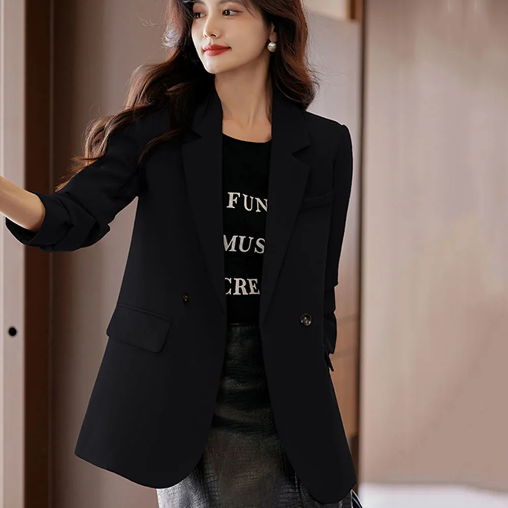 Spring Autumn Elegant Suit Jackets Women Clothing Blazer Coat Korean Chic Long Sleeve Tailored Button Solid Coats New Female Top