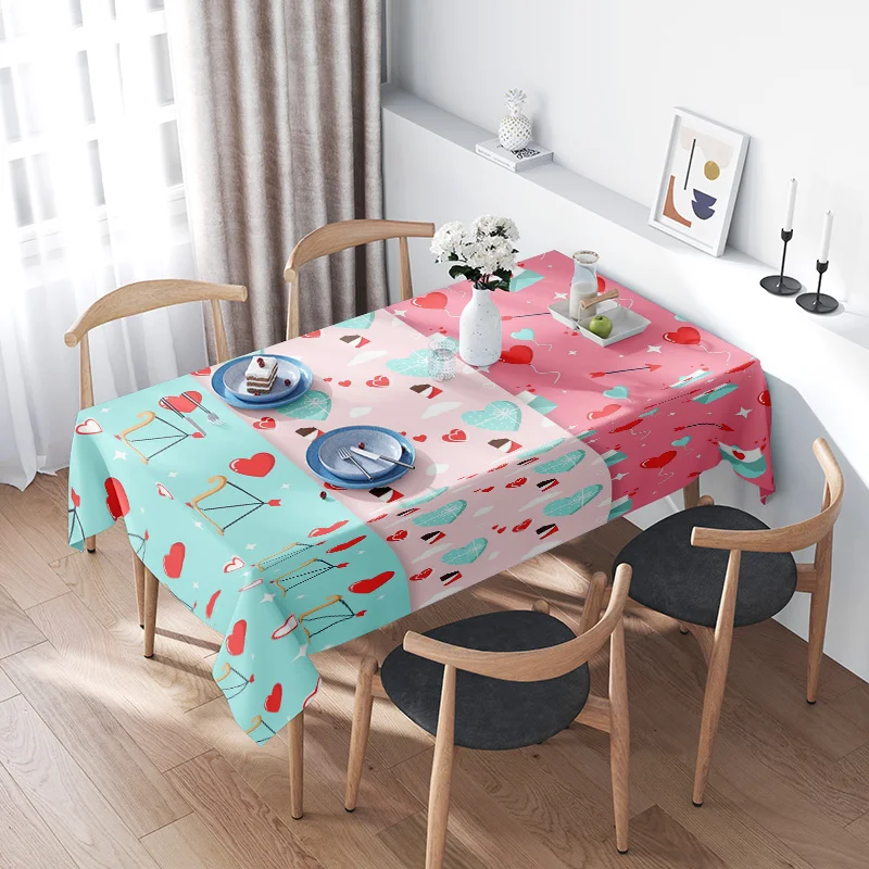 Charming Dining Tablecloth Set with Colorful Hearts and Cupcakes Pattern – Ideal for Kids’ Parties or Spring Decorations!