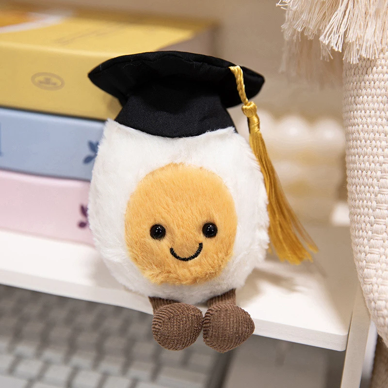 

Funny Boiled Egg Graduation Stuffed Toy Cute Food Plush Accessories Fun Graduations Gift