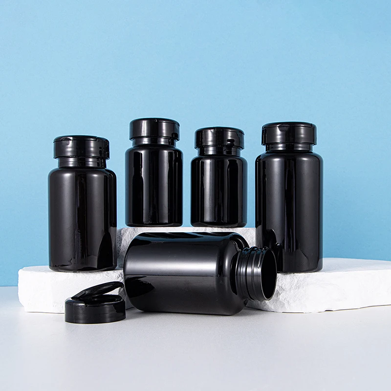 80/120/150/175ml Health Black Light Proof Empty Medicine Capsule Powder Packet Plastic Jars Tiny Bottles Storage Mini Container