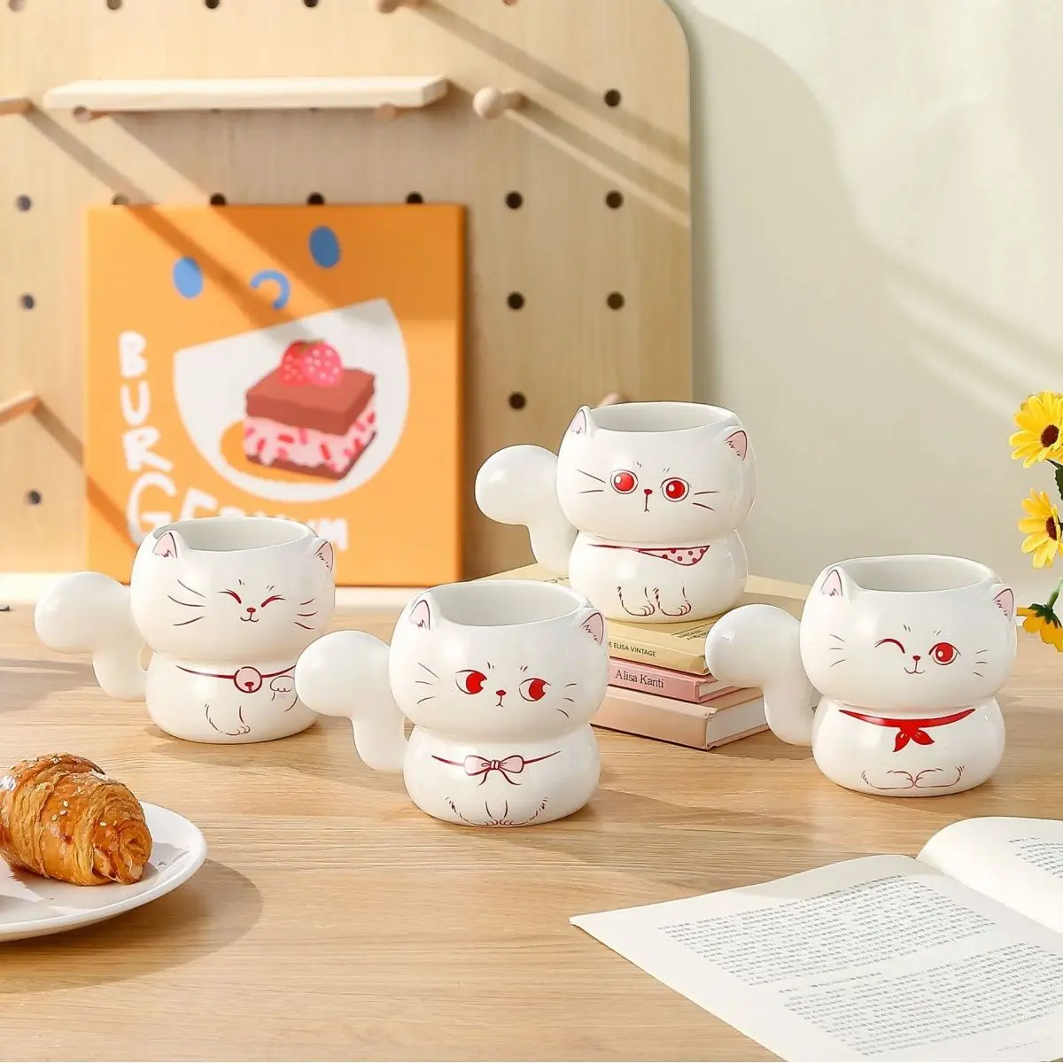 3D Cat Ceramic Cups Cute Cartoon Gift Best Friends Coffee Cup Birthday Girl Christmas Gift Drinkware