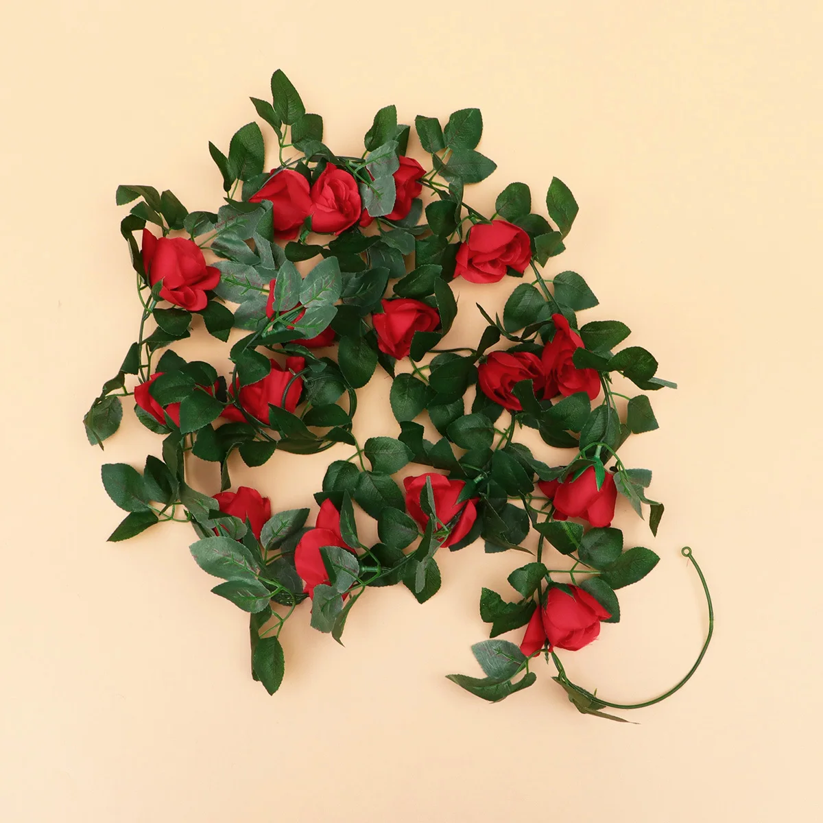 

2Pcs Artificial Rose Vine Canes Decorative Hanging Rattans Romantic Wedding Home Garden Party Red Imitation Roses