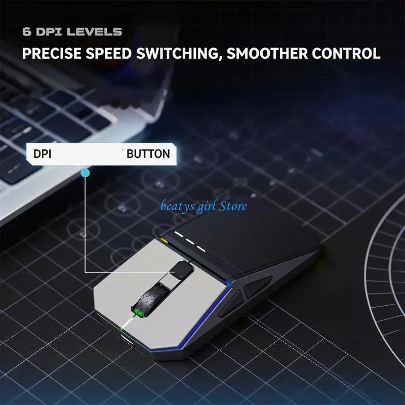 C7AB 3 Mode Mouse Wireless Bluetooth-Compatible 5.0 2.4G Type C Gaming Mouse 12800DPI LED Backlit For PC Tablet Phone