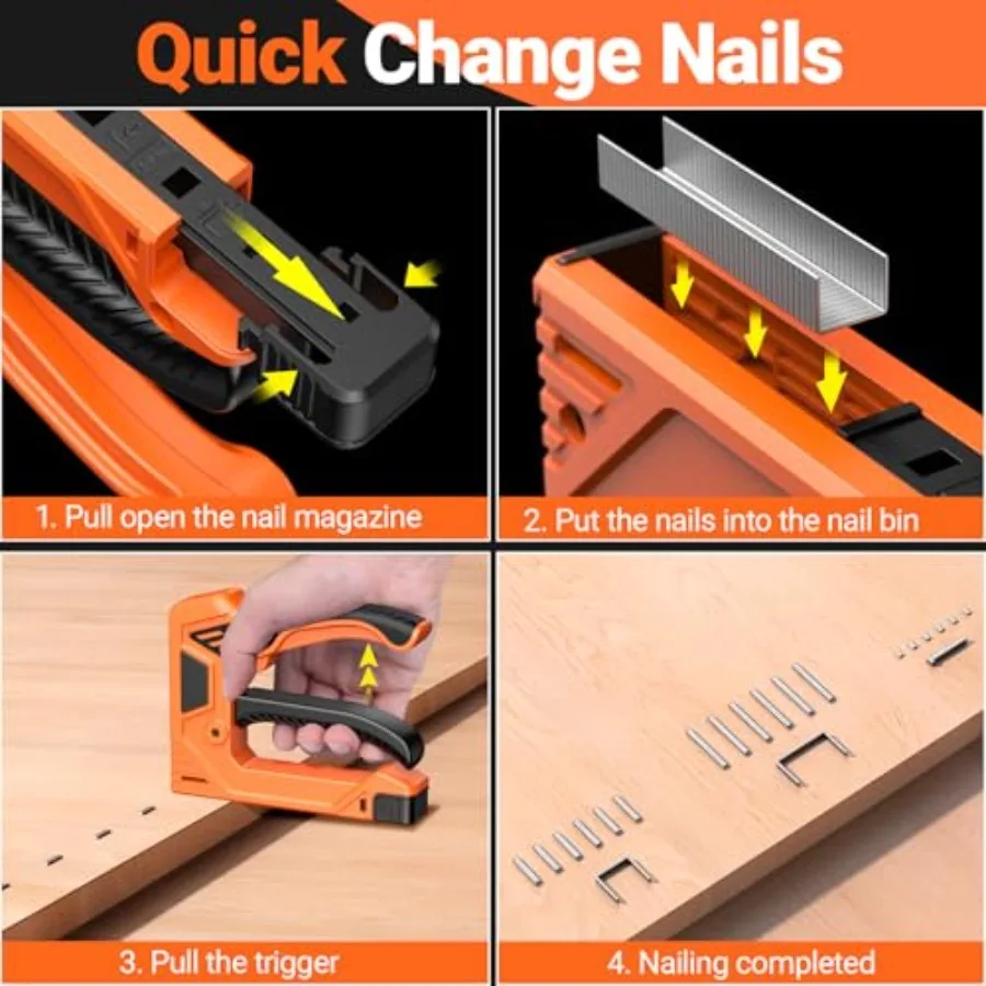 مسدس التيلة الثقيلة للخشب مع 1800 قطعة دبابيس 3 في 1 مسدس دباسة يدوي للحرف الخشبية والأثاث والنسيج DIY