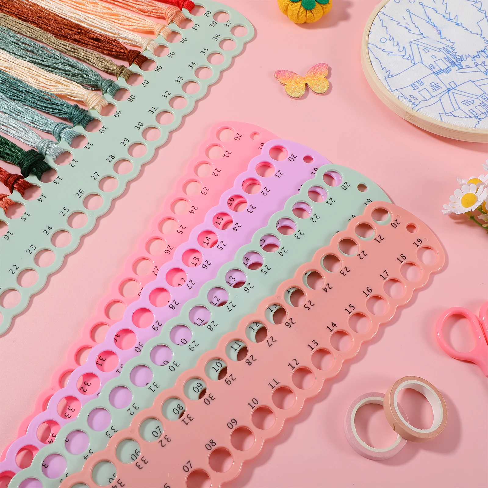 

5Pcs Thread Winding Board Cross-Stitch Thread Organizer Plastic Compact Embroidery Floss Holder Sewing Tool Cross-Stitch Hoops