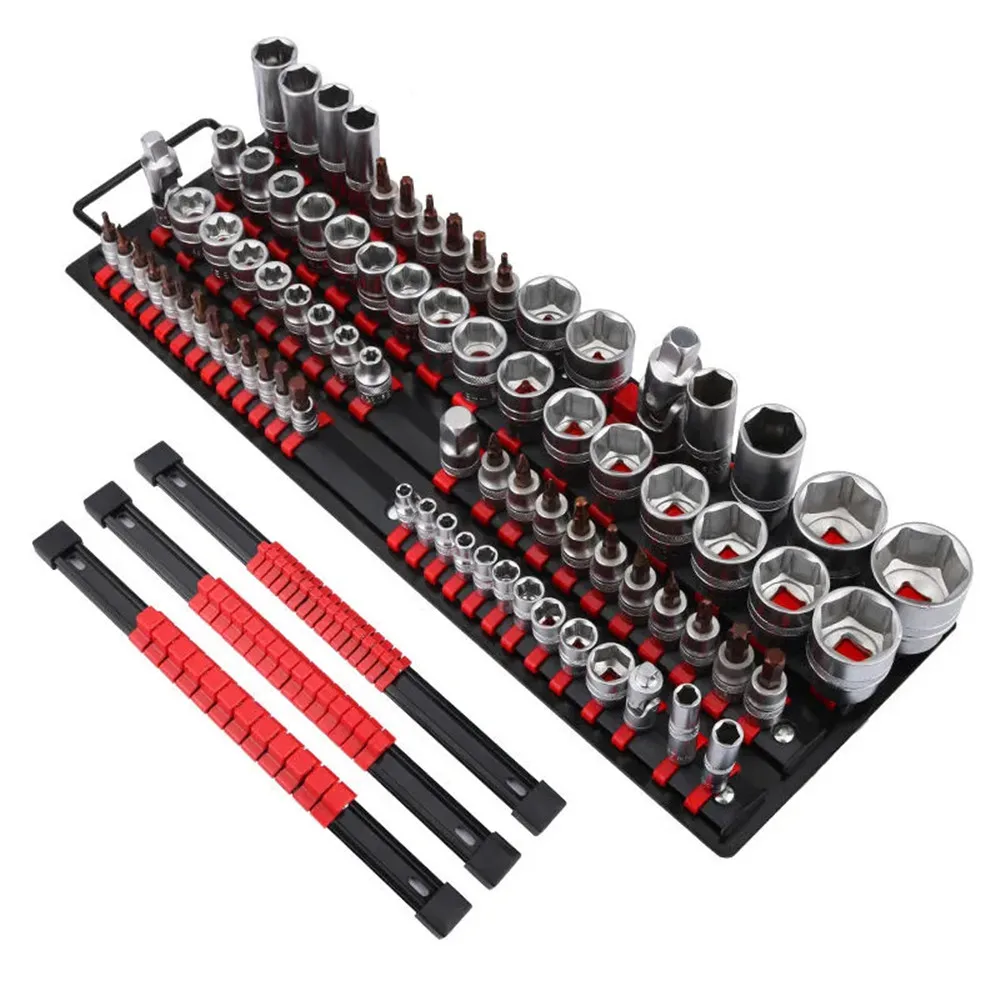 soquete chave titulares 80 pcs universal socket organizer rail bracket ferramenta de parede socket rack rack de armazenamento novo 01