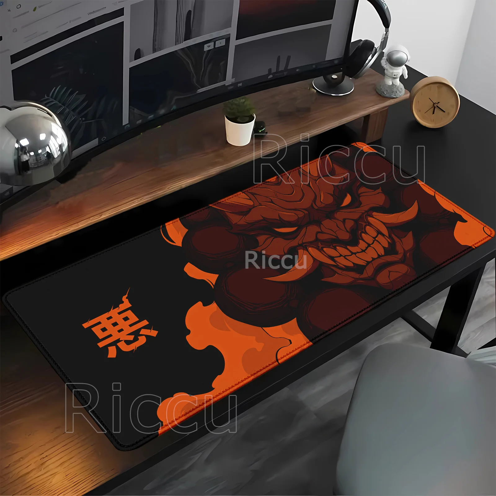 Japanese Samurai Ghost Face Non-slip Mouse Pad Gamer HD Print Devil Mask PC Gaming Mousepad office Accessories Game XXL Desk Mat