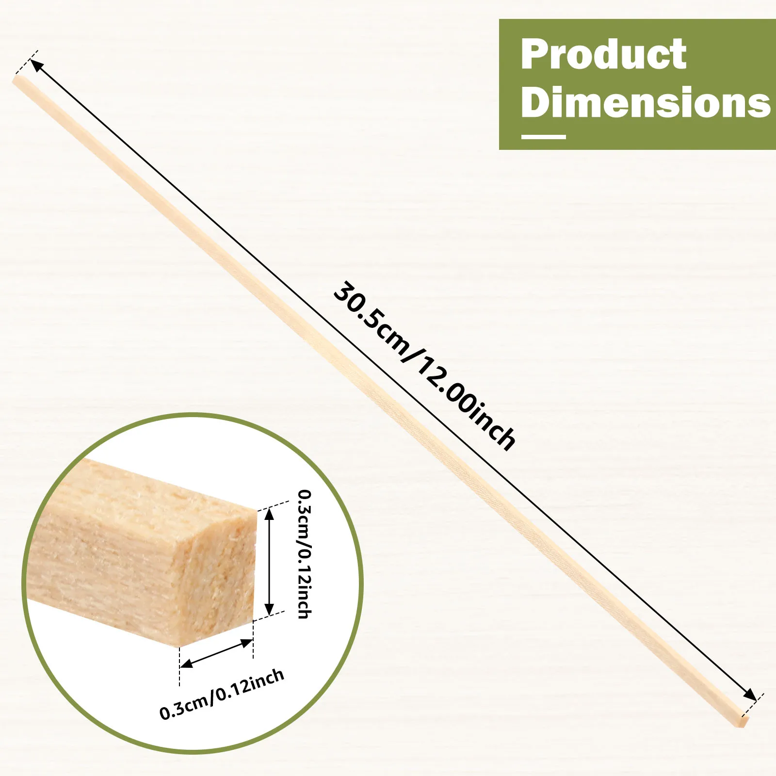 100Pcs Balsa Wood Strips Square Wood Dowel Bars Balsa Stick for Model Building Carving Handicraft Making Decoration DIY Supplies