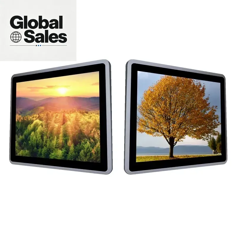 Industrial All-In-One Panel PC with LCD Display, Aluminum Alloy Body, Linux or Win 11 OS, DDR4 RAM, TPM2.0, Wide Voltage,