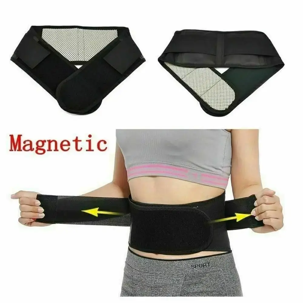New Nylon Magnetic Waist Support Adjustable Pain Relief Therapy Posture Corrector Black Self Heating Pad Unisex