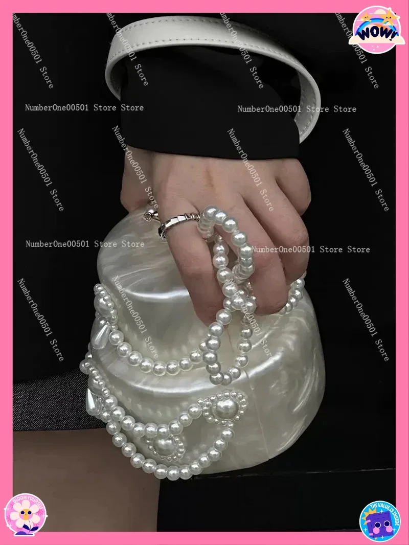 Vintage Pearl Handbag Shape Cake Jewelry Decorations Pearlized Photo Prop Fake Purse for Party