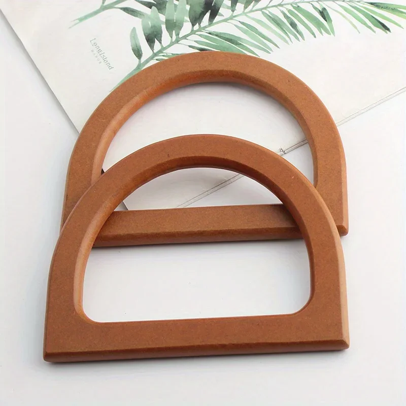 2PCS sheet round edge trapezoidal wood woven bag handle sheet thin D oak handbag handle suitable for wallet retro bag craft bag