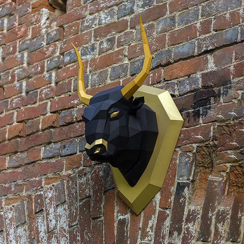 

67 см подвесная голова быка 3D Papercraft современные украшения для дома и комнаты низкий поли DIY художественная бумажная модель Настенный декор оригами животные головоломки игрушка