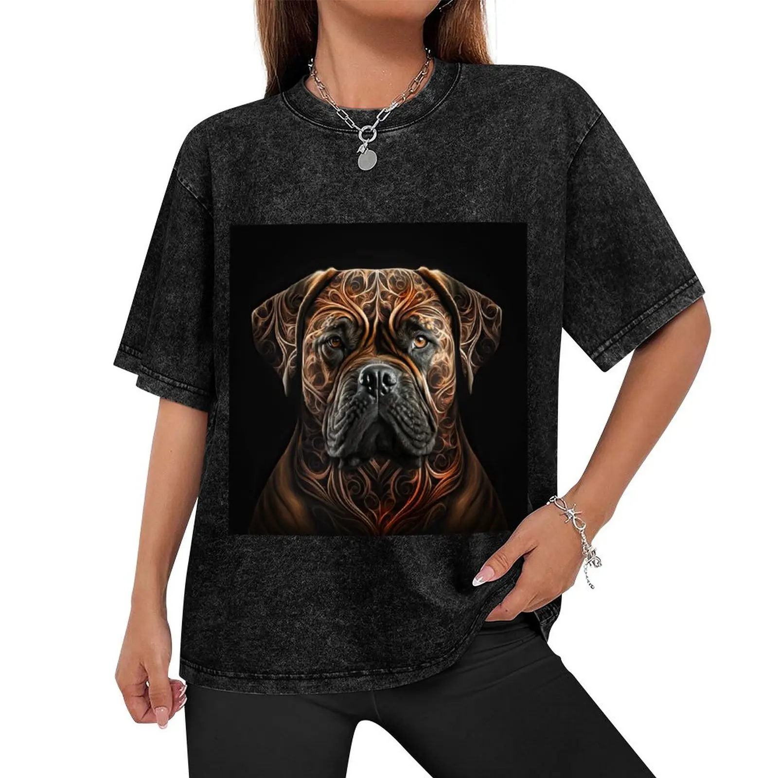 A Fractal Design of A Bullmastiff T-Shirt plus size tops for a boy oversized tops fruit of the loom mens t shirts