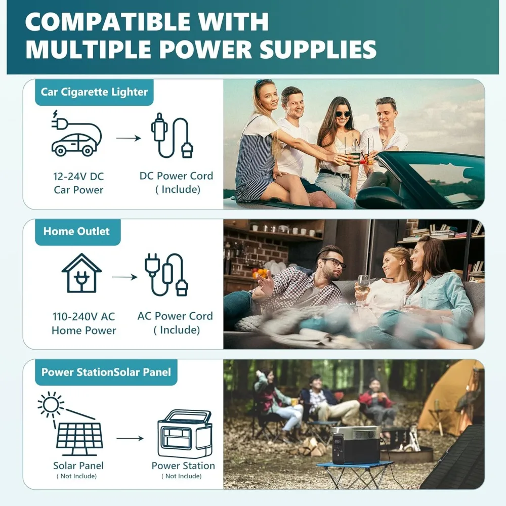 ثلاجة محمولة EUHOMY 12 فولت، 22 كوارت (21 لتر) مبرد ضاغط 12 فولت، درجة حرارة قابلة للتعديل -4 ° F إلى 68 ° F، 12/24 فولت تيار مستمر، 100