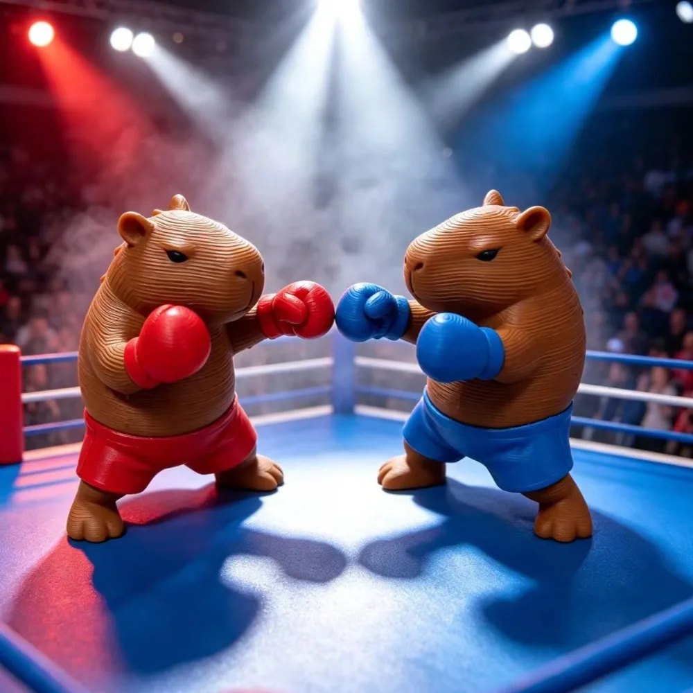 3D Printed Boxing Capybara Figurine for Desk and Shelf Decor