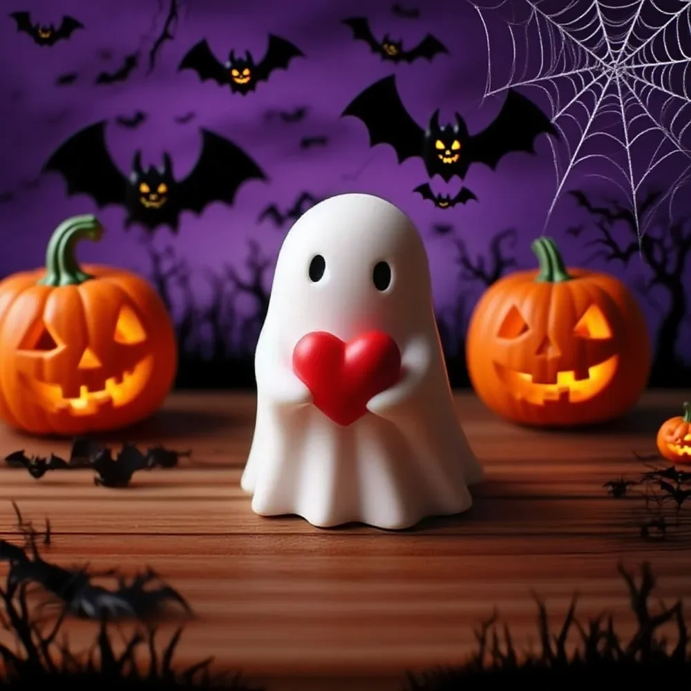 Funny Halloween Decor Cute Ghost Statue with Middle Finger Adorable Horror Figure Table Centerpiece Home Ornament Gift decor