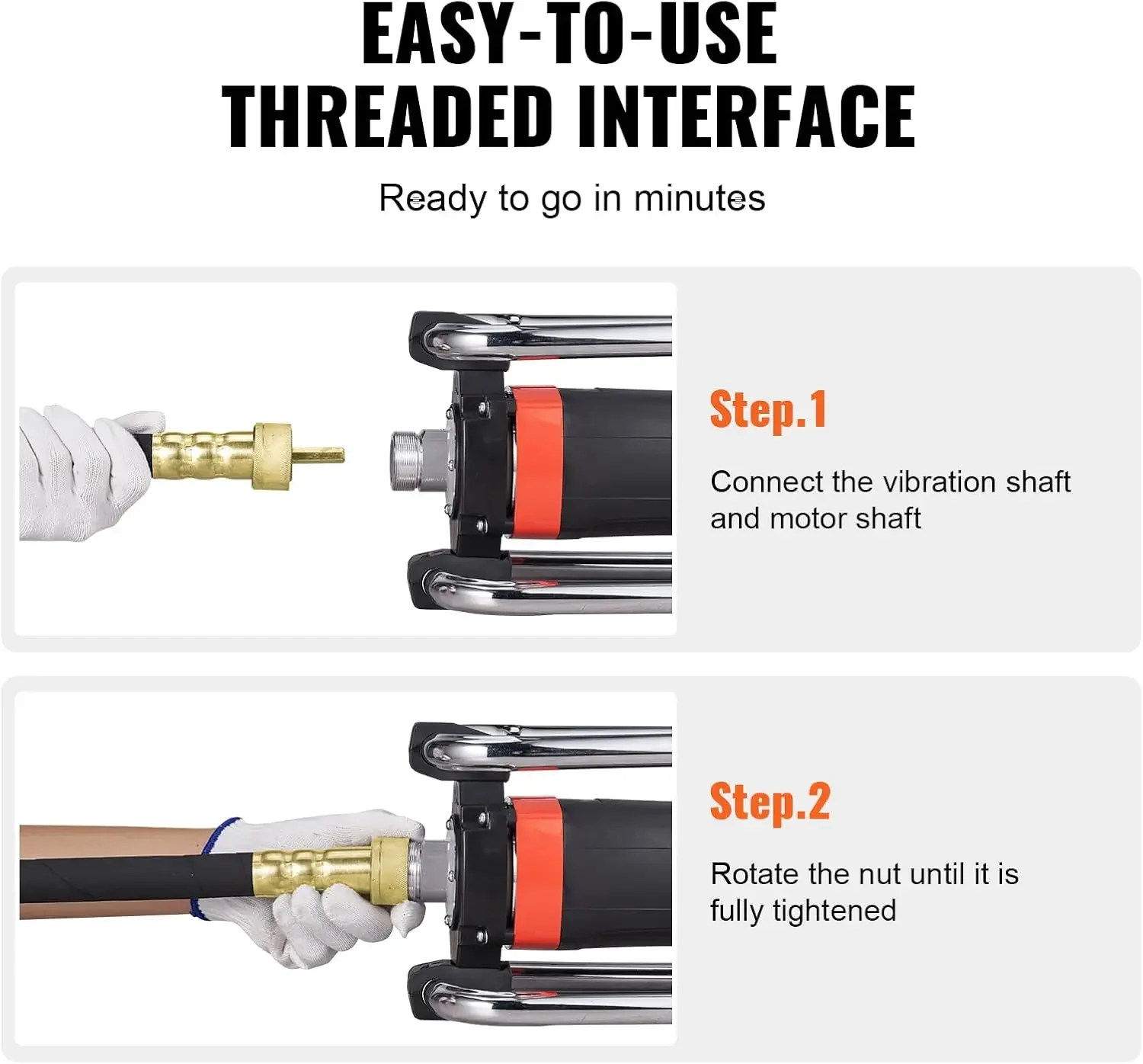 Concrete Vibrator, 1300W Power, 16000 Vibrations Per Minute, Durable 2HP Copper Engine, Portable for Construction