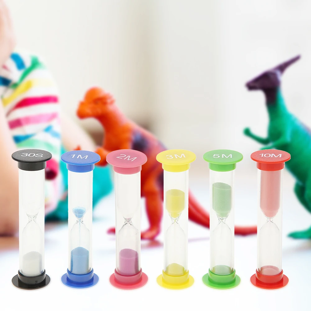 Z2 6pcs/set Creative Plastic Hourglasses Sandglass Timer Children Time Toy Gift Home Decoration 0.5/1/2/3/5/10 minutes Hourglass