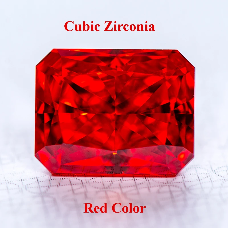 Cubic Zirconia Crushed Ice Cut Red Color Rectangle Shape Charms Beads for Diy Jewelry Making Pendant Materials No Certificate