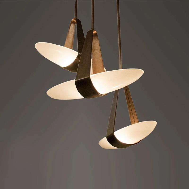 Nordic Modern Creative Fashion Leather Dining Room Glass Chandelier Bedroom Bedside Living Room Designer Personalized Lighting