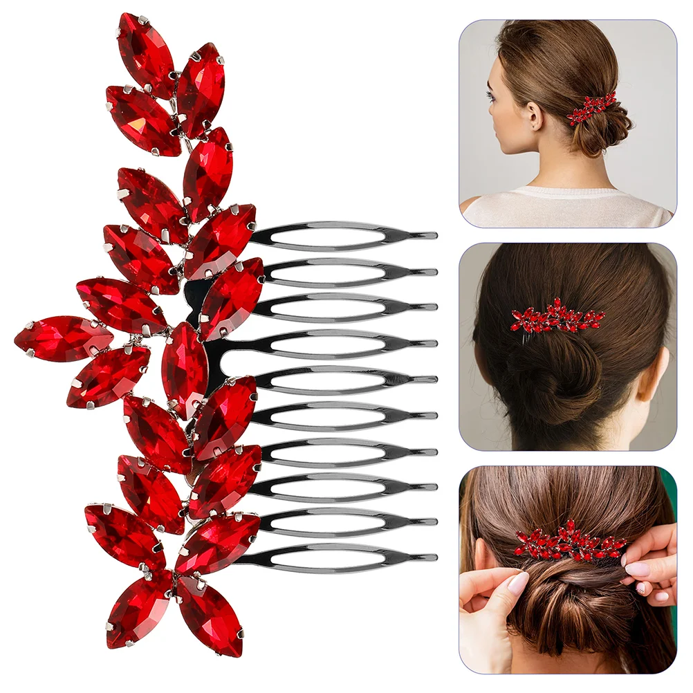 

2 Pcs Hair Accessories Bridal Headwear Comb European and American Bride Wedding Pins Red Bridesmaid