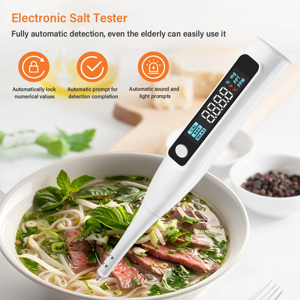 Portable Food Salinometer Home Led Salinity Meter Digital Foods Salt Meter Thermometer Analyzer for Kitchen Soup Pickled Product