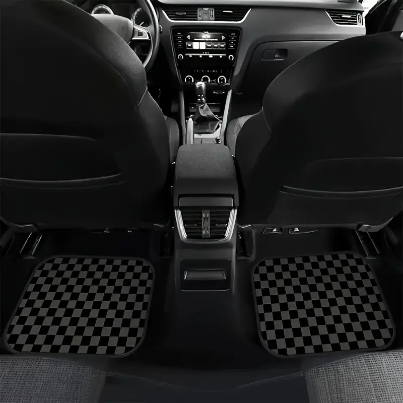 4-teiliges Auto-Fußmatten-Set, schwarz, saugfähig, rutschfest, waschbar, Polyester, für SUVs, Schutz, Auto-Innendekoration, waschbare Fußmatten – Detail 3
