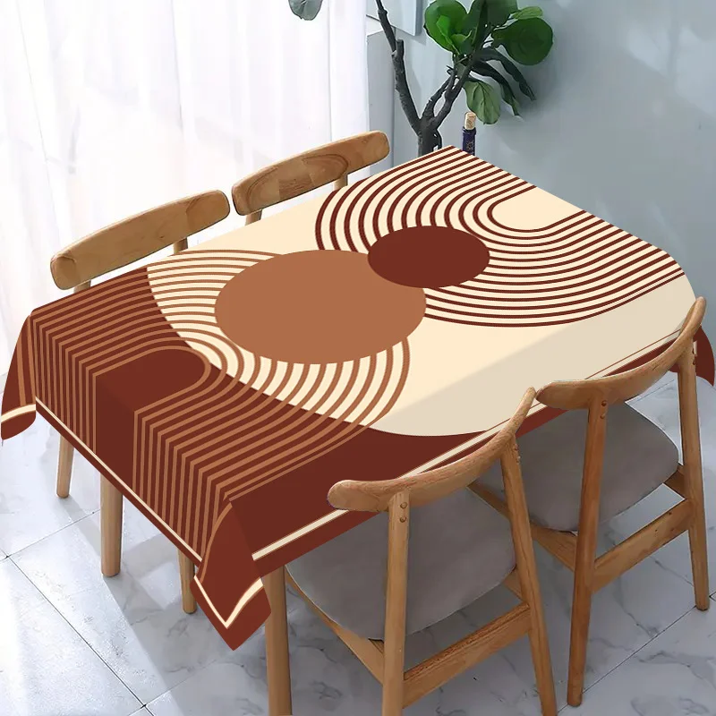 JIT + 1pc polyester tablecloth, modern geometric pattern tablecloth, simple line pattern tableclothzyc