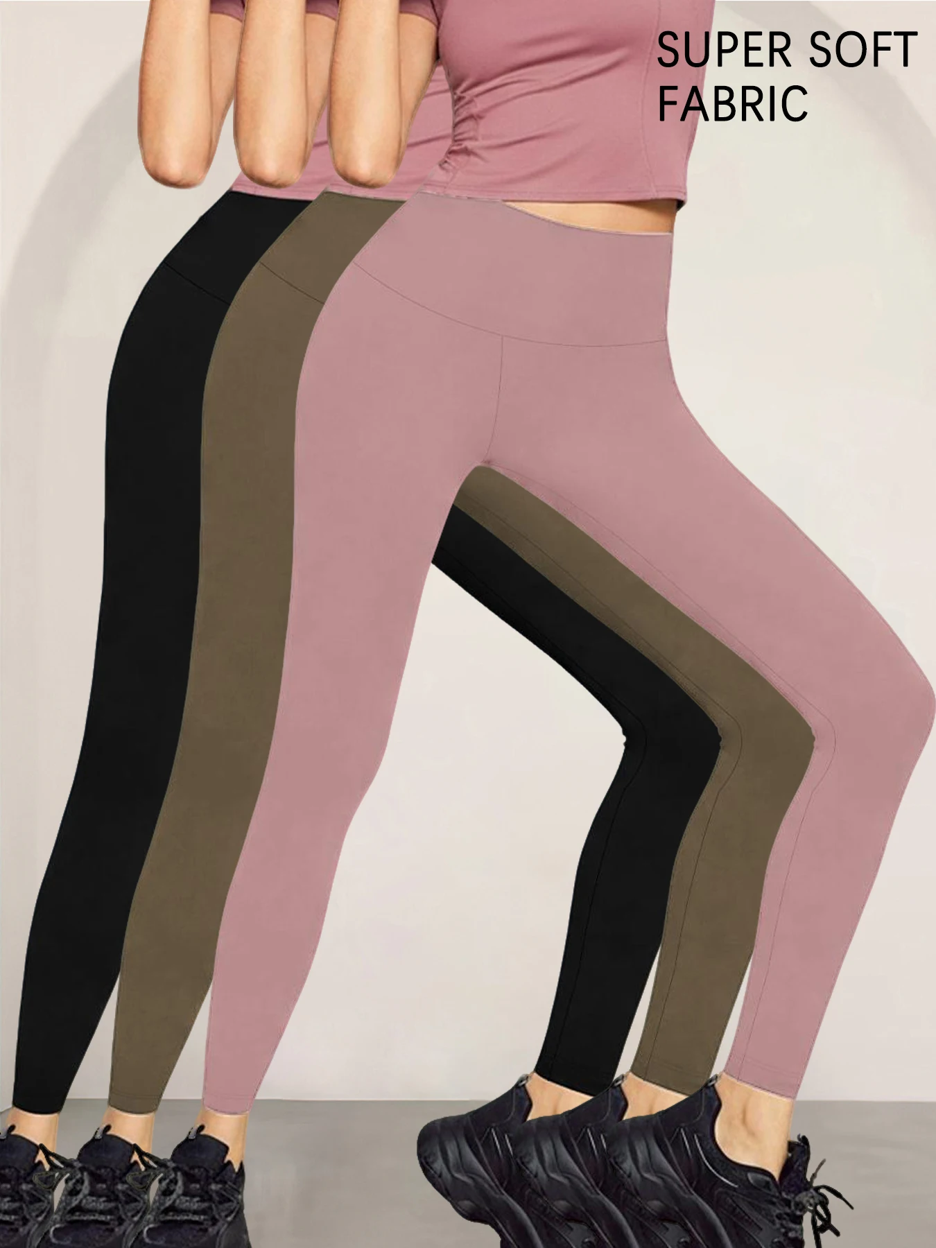 3枚組 レディース 超ソフト レギンス ハイウエスト お腹シェイプ 透けない ワークアウト ヨガ ランニング アスレチック プッシュアップ ジム レギンス