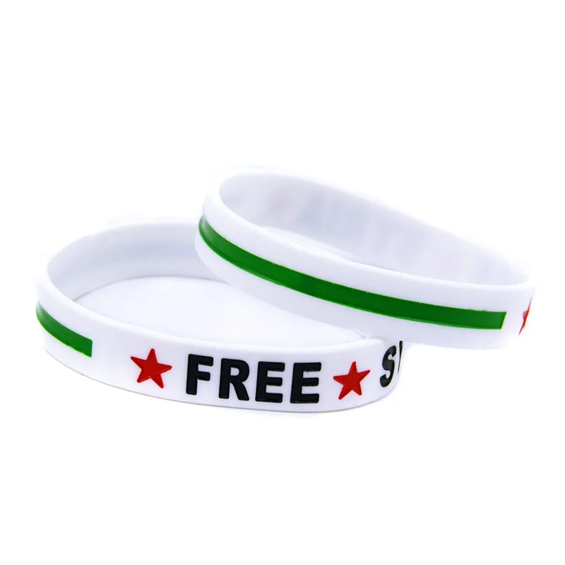 1PC/3PCS Free Syria Flag Silicone Rubber Bangle Sports Gift Wristband 2 Size