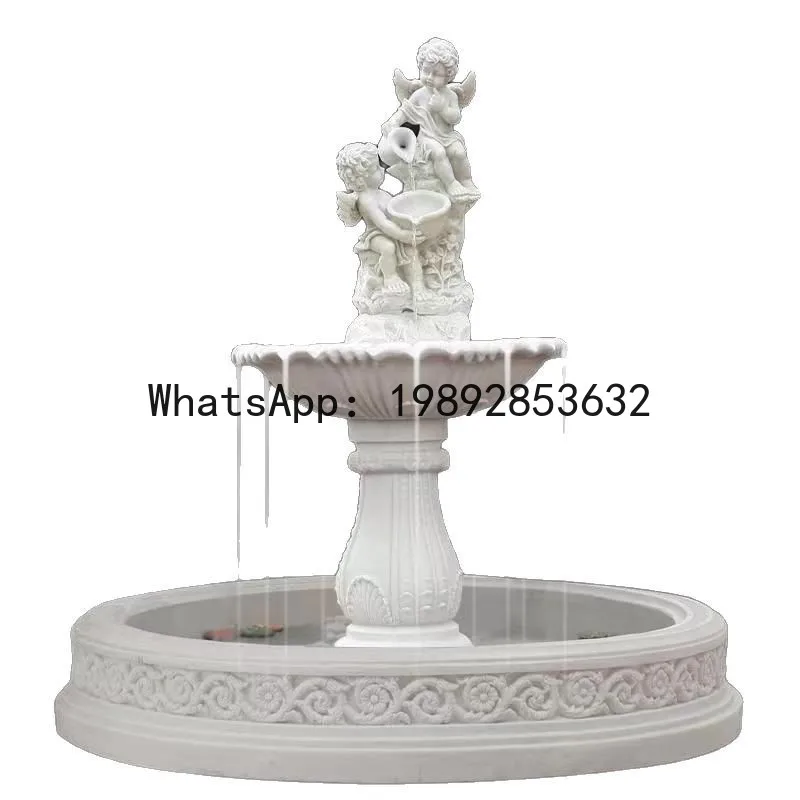 LYY European Style Fountain Living Room Water Flowing Ornament  Angel Sculpture Craft Large Rockery Water Flowing Fish Pond