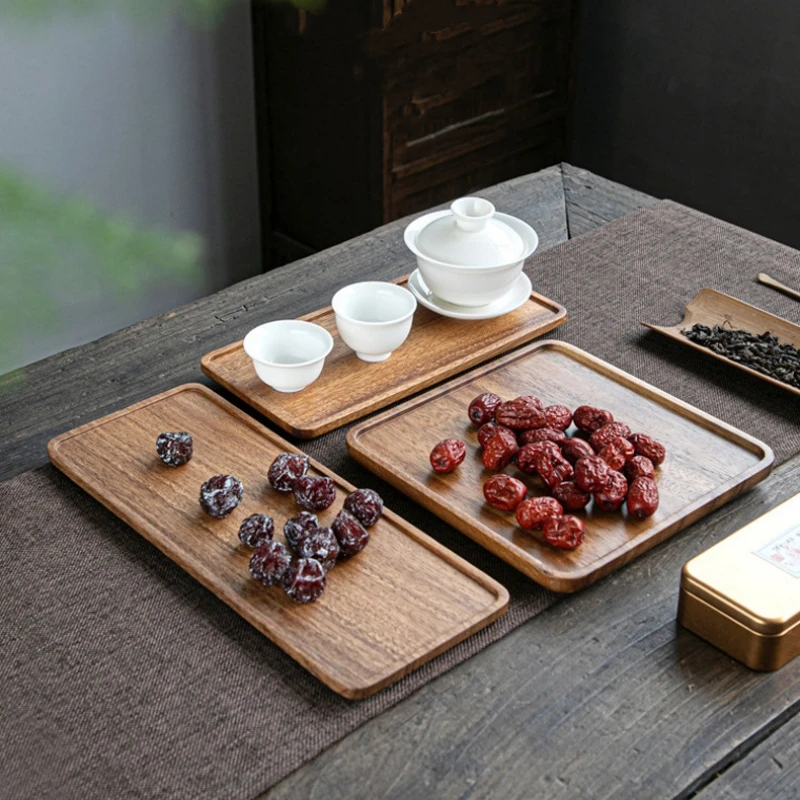 Natural Wooden Tray Rectangular Plate Fruit Snacks Food Storage Trays Hotel Home Serving Tray Decorate Supplies