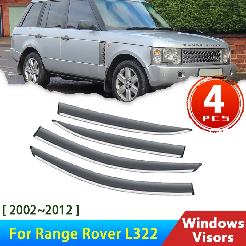 

Автомобильные оконные козырьки для Range Rover L322 2002 ~ 2012 2011, аксессуары, дефлекторы, защита от дождя, защита для бровей 2005 2006 2010