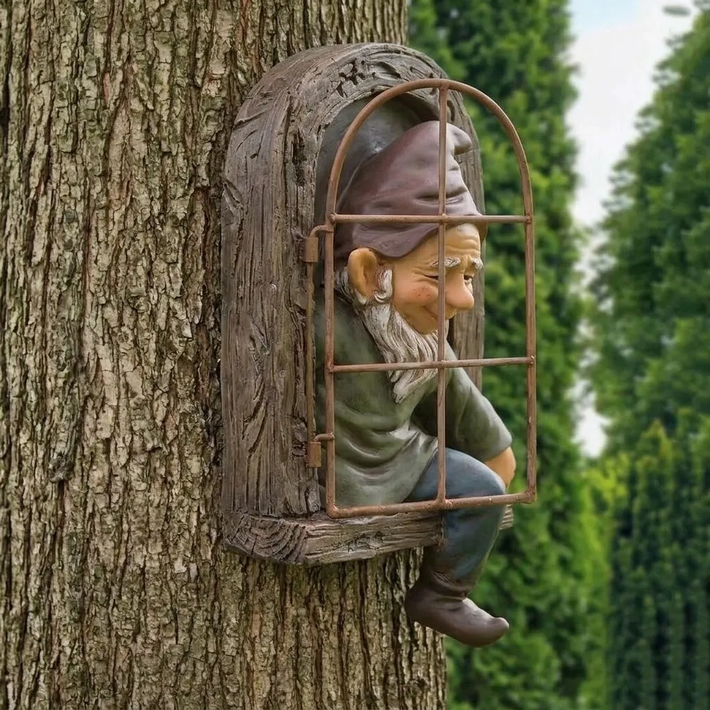 The Window Yard Decorations Outdoor Tree Faces Elf Fairy Gnome Garden Decorations Fun Garden Art Home Patio Lawn Ornament
