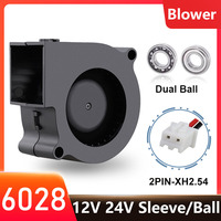 1PCS Brushless Cooler Cooling DC Centrifugal Blower Fan 60mm 12V 24V 2Pin 60x28mm 6028 6cm Sleeve Dual Ball Heatsink Radiator