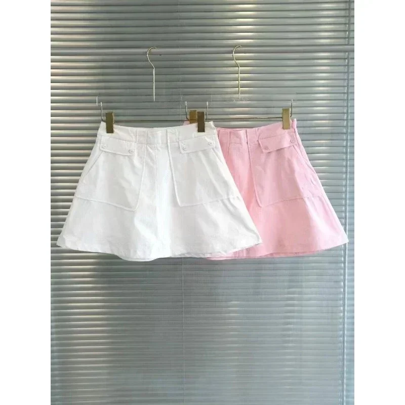 Spring and Summer Women's Golf Skirt Ins Solid Color A Word Anti-light Sports Skirt