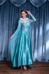 Frozen Elsa Fairy Tale Princess Long Skirt Dress Snow Queen Elsa Cos Costume Fairy Tale Costume Anime Cos Costume