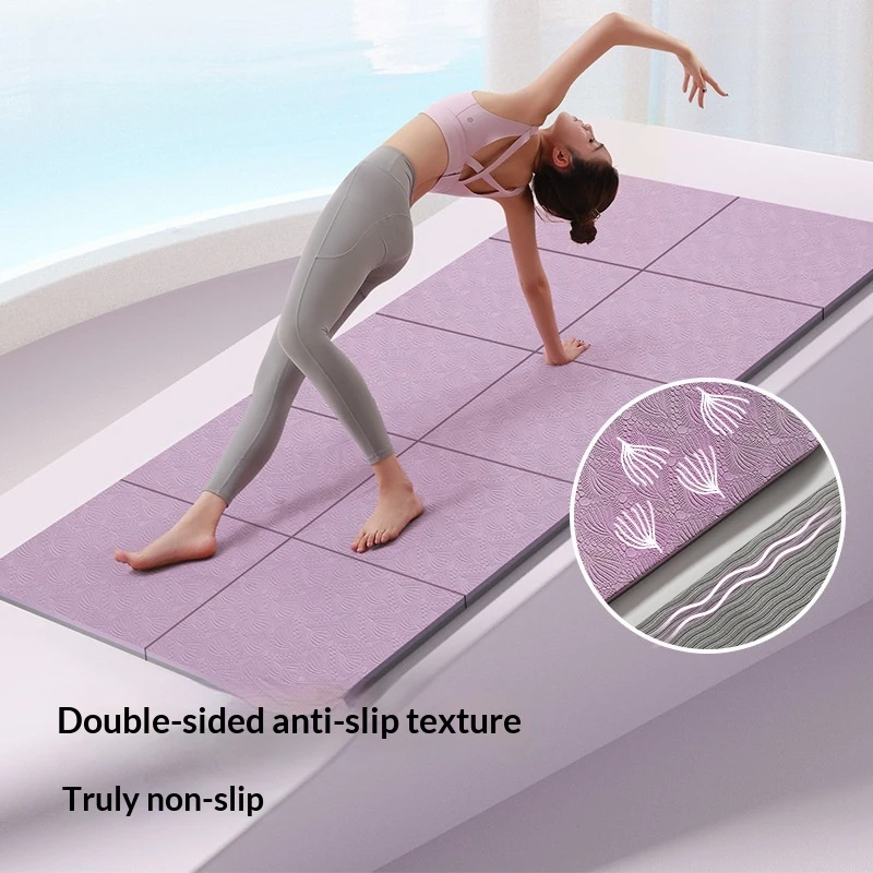 TPE Foldable Yoga Mat 6mm/8mm Thick, Non-Slip Exercise Mat with Storage Bag, Portable Travel Workout Mat for Home & Gym