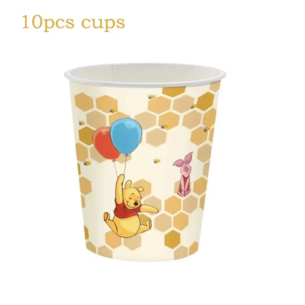 Disney Winnie The Pooh Disposable Tableware Supplies Baby Shower Party Decorations Birthday Party Disposable Cup Plate Supplies