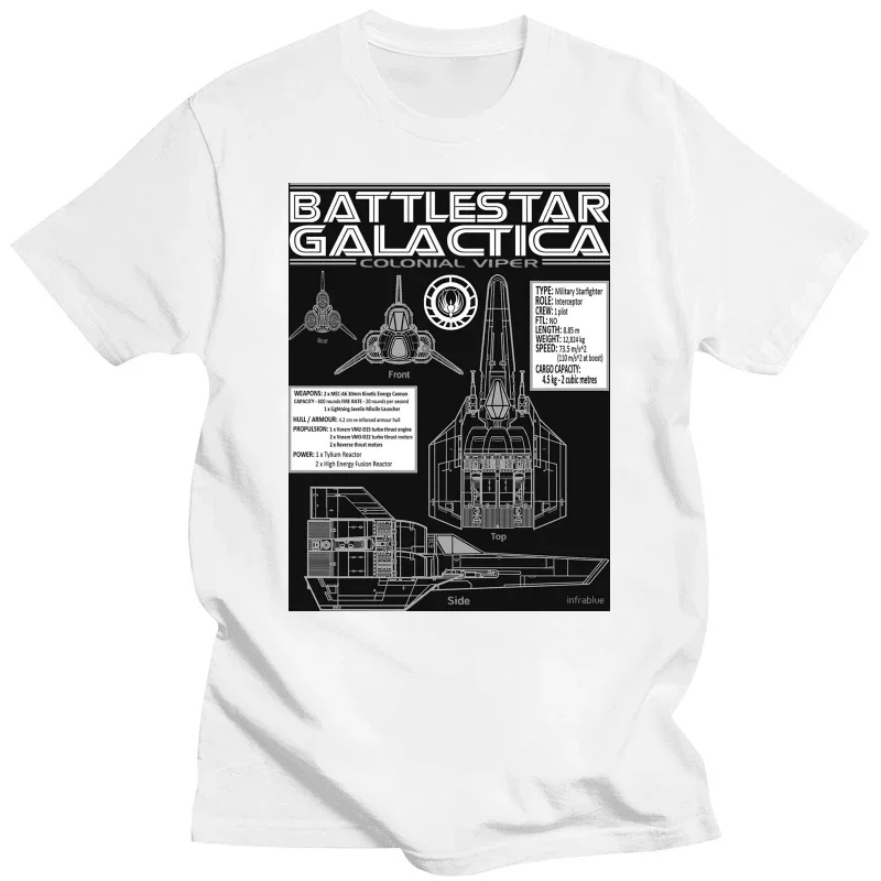 Battlestar Galactica Viper Blueprints S 5Xl T Shirt Specs Logo Colonial Tv Short Sleeve Outfits vintage mens designer clothes